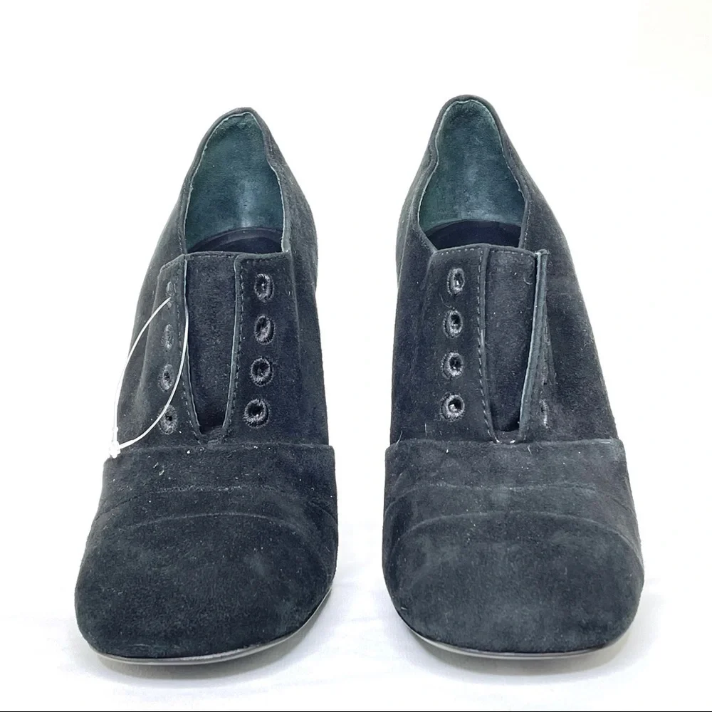 Tory Burch Charcoal Suede Block Heel Ankle Booties